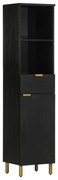 Mobile Da Bagno Nero 38x33x160 Cm İn Legno Massello Di Mango /