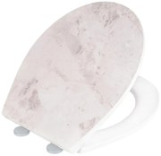 Copriwater Sedile WC Premium Marble bianco  ovale dedicato per serie sanitari WENKO con chiusura rallentata sganciabile in duroplast bianco/marmo