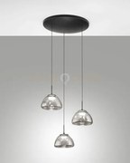 Lucille sospensione fume' 3 luci in vetro attacco tondo a led cct 2...