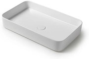 Lavabo da appoggio rettangolare 65 in ceramica bianco lucido   Epsilon