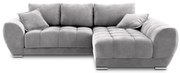 Divano letto angolare grigio chiaro con rivestimento in velluto, angolo destro Nuage - Windsor &amp; Co Sofas