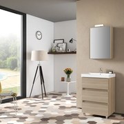 Mobile sottolavabo e lavabo Kora olmo rousseau L 60 x H 89 x P 46 cm 3 cassetti