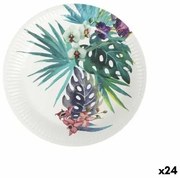 Set di piatti Algon Monouso Cartone Tropicale 8 Pezzi 23 cm (24 Unità)