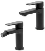 Set miscelatori lavabo e bidet nero opaco con piletta inclusa Erika