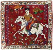 Shiraz Tappeto 60 x 60 Rosso (Iran) Annodato A Mano