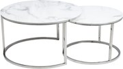 Set di Tavolini da caffè Atlanta B effetto marmo bianco/cromo
