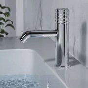 Kamalu - Miscelatore lavabo cromo con maniglia trama diamantata| BRASS