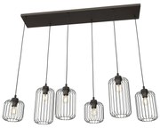 Sospensione Minimal Industrial Vander 6 Luci Lineari Nera