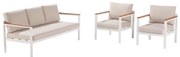 Salotto da giardino Oris NATERIAL bianco con cuscini in poliestere beige per 5 persone