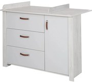 Cassettiera bassa bianca con fasciatoio 126x99 cm Mila - Roba