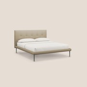 Midori letto imbottito trapuntato in ecopelle con piedini alti T04 beige