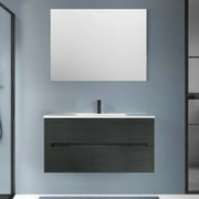 Mobile bagno sospeso 100 lava cannettato 2 cassetti lavabo e specchio Rigo