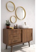 Mobile da bagno sotto lavabo Velvet trebino lamellare satinato L 100 x H 53 x P 45 cm 3 cassetti 1 anta, lavabo non incluso