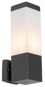Lampada da parete per esterni moderna grigio scuro con opalina - Malios