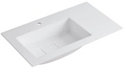 Lavabo a incasso rettangolare vasca a sinistra L 80.5 x H 15 x P 46 cm in resina bianco lucido