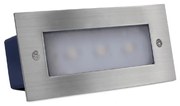 Segnapasso Led Argento 3W da incasso a parete Rettangolare IP65 Bianco freddo 6000K Wisdom