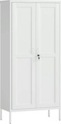 Armadio per Ufficio 80x40x175 cm a 3 Ripiani Regolabili con Serratura e 2 Chiavi in Acciaio Bianco...