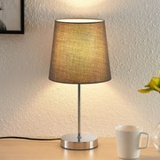 Lindby Leza lampada tavolo cromo, paralume grigio