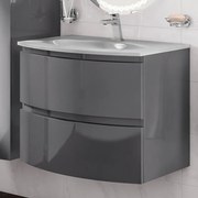 Mobile da bagno sotto lavabo BADEN HAUS Vague antracite laccato lucido L 70 x H 55 x P 50 cm 2 cassetti, lavabo non incluso