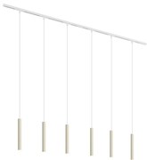 Sistema di illuminazione su binario moderno con 6 luci a sospensione beige e bianche monofase - Slimline Keno