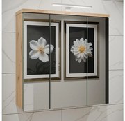 Mobile bagno sospeso con specchio VENOM verde/rovere artisan