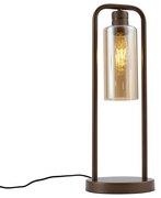 Lampada da tavolo Hotel Chic bronzo scuro con vetro ambrato - Stavelot