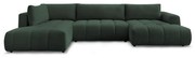 Divano angolare verde allungabile e con contenitore (penisola a sinistra/a U) con rivestimento in ciniglia Fuji – Bobochic Paris