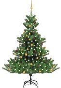 Albero Natale Artificiale Nordmann con LED e Palline Verde, Albero Natale Artificiale Nordmann con LED Palline Verde 120 cm II