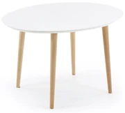 Tavolo rotondo allungabile Oqui MDF laccato bianco gambe massello di faggio  120(200)x120cm