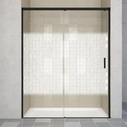 Porta doccia scorrevole Jazz, L 138-139.5 cm x H 200 cm x SP 6 mm, profilo nero, vetro smerigliato