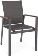 Sedia Da Esterno In Alluminio E Textilene Con Braccioli Polywood Antracite