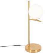 Lampada da tavolo Art Deco oro e vetro opalino - Flore