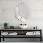 Specchio 70x80 cm decori foglia argento e marmo laminato bianco - CHARLIE