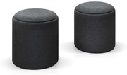 Set di 2 Pouf BERGEN contenitore in tessuto grigio scuro, trasformabile in tavolino in legno MDF