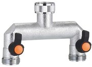 Rubinetto in Ottone Cromato a Due Vie Regolabili 3/4" con Installazione in Blister
