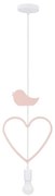 Lampadario per cameretta HEART a sospensione con cavo 1xE27/20W/230V rosa/bianco