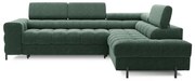 Divano angolare verde allungabile/con contenitore (con penisola a destra/a L) con rivestimento in bouclé Ferucce – ELTAP