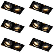 Set di 6 faretti da incasso neri regolabili senza cornice 2 luci - Oneon Honey