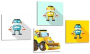 Set di quadri – Robot con auto gialla