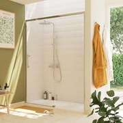 Porta doccia scorrevole Remix2 L 160 x H 195 x P 0.6 cm in vetro vetro senza finitura / trasparente profilo cromo