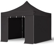 TOOLPORT 3x3m gazebo pieghevole con laterali, PREMIUM acciaio, nero - (600003)