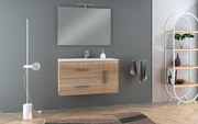 Mobile bagno sospeso con lavabo L 100 x H 55 x P 46 cm rovere bruge, 1 anta 2 cassetti per vasca centrale Master
