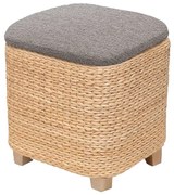 Sgabello contenitore in fibra naturale – Orange, natural e cuscino grigio
