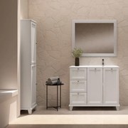 Mobile da bagno sotto lavabo VISOBATH Unike grigio perla laccato opaco L 102.7 x H 85 x P 46 cm 3 cassetti 2 ante, lavabo posizionabile a destra non incluso