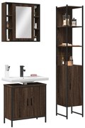 Set mobili da bagno 3 pz rovere marrone in legno multistrato