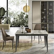 Tavolo allungabile 180 cm ULISSE con top grčs porcellanato effetto Marmo Grigio