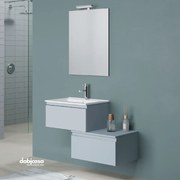 Mobile Bagno Sospeso Sfalsato "Shanti" Composto Da Due Cassetti 60 Cm Finitura Blu Pastello Opaco