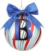 Pallina Natale con lettera B 10 cm Circus blu