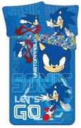 Set copripiumino e federa da bambini blu in cotone per letto singolo 140x200 cm Sonic "Let´s go" – Jerry Fabrics