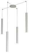 Sospensione Moderna Round Tube Metallo Grigio 4 Luci Gu10